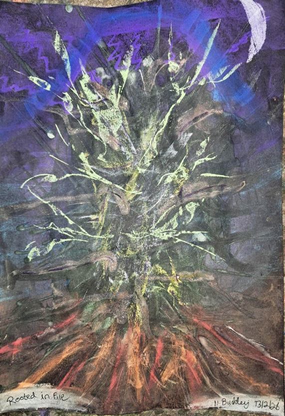 Abstract painting: Rooted in Fire